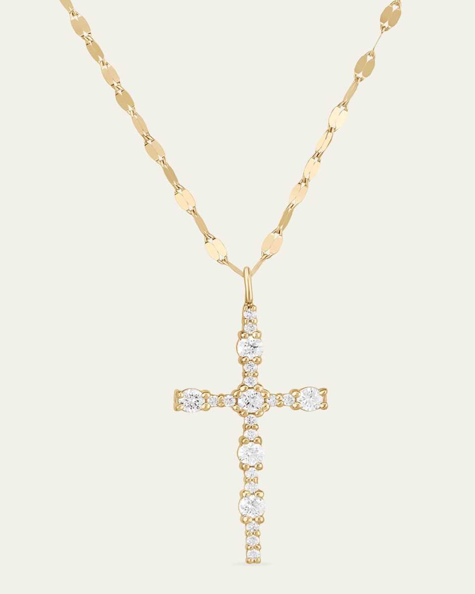 Elevated Diamond Everyday Cross Necklace in 14K Yellow Gold, 18"L
